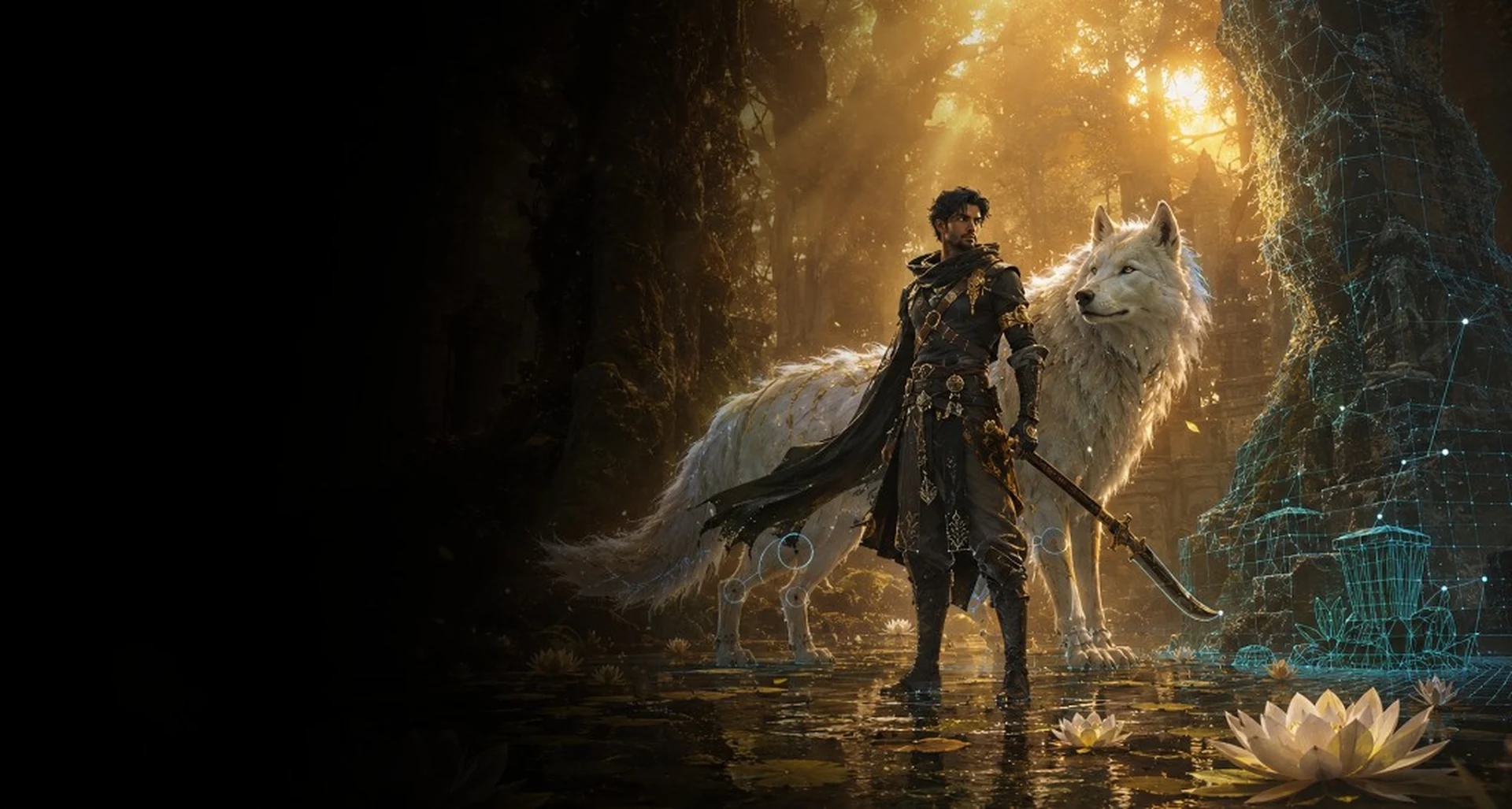 Fantasy warrior and wolf for MPGA Game Art master program