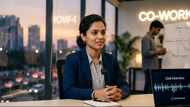 Founder interview in a modern coworking studio