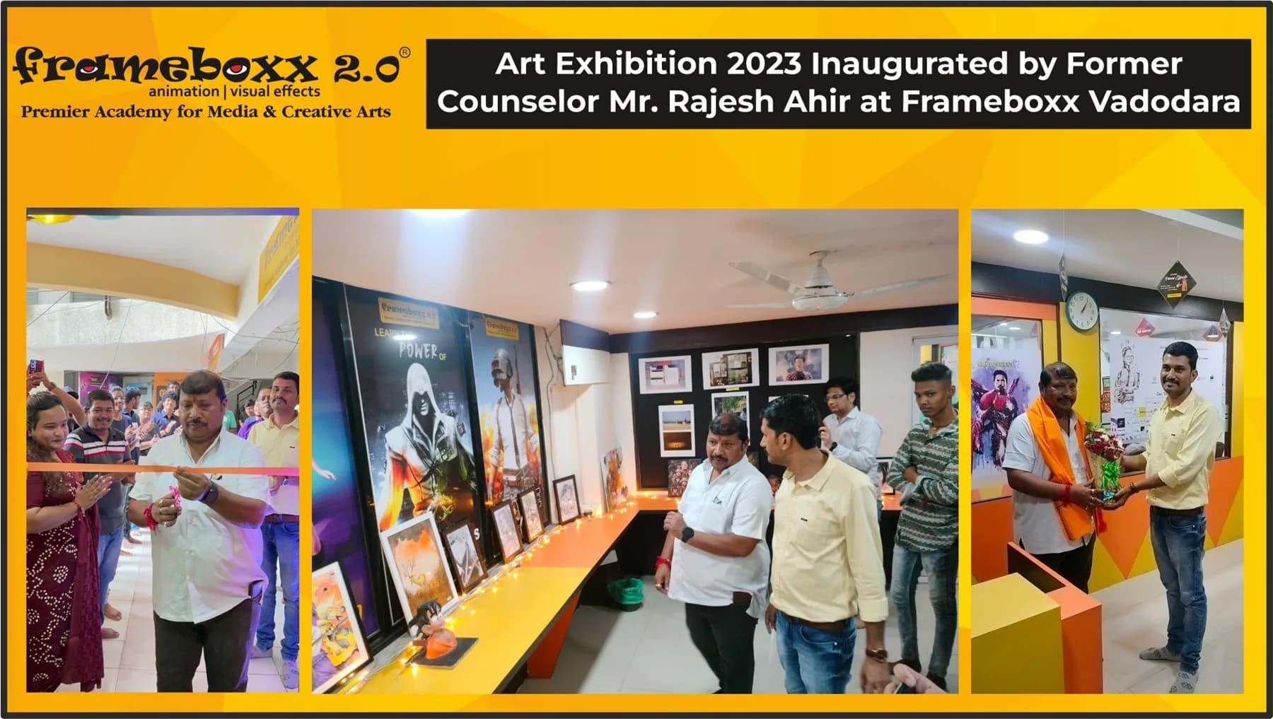 Art Exhibition Inaugurated by Former Counselor Mr Rajesh Ayare at Frameboxx Vadodara
