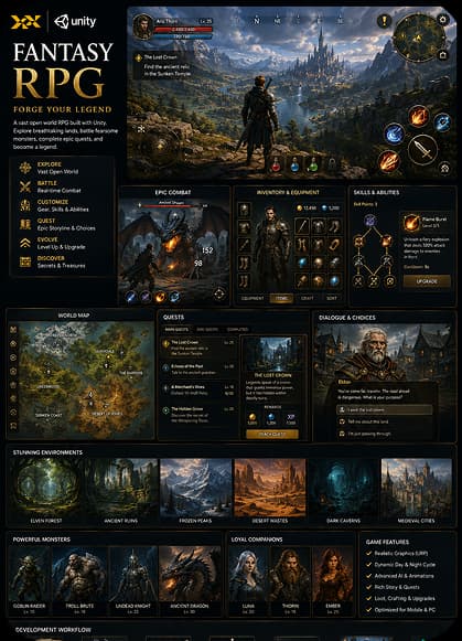 Fantasy RPG Unity student project pitch board