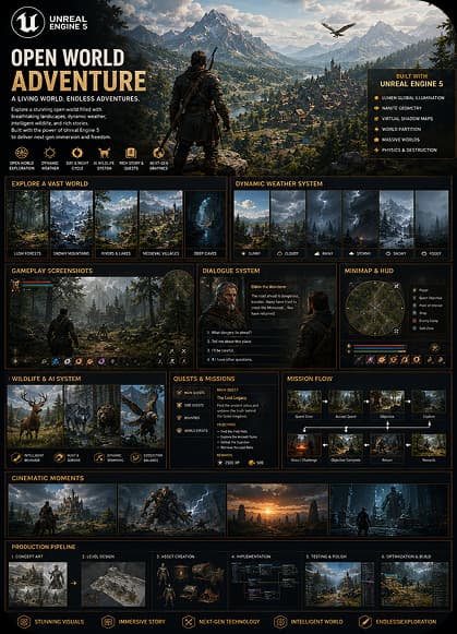 Open World Adventure Unreal Engine student project board
