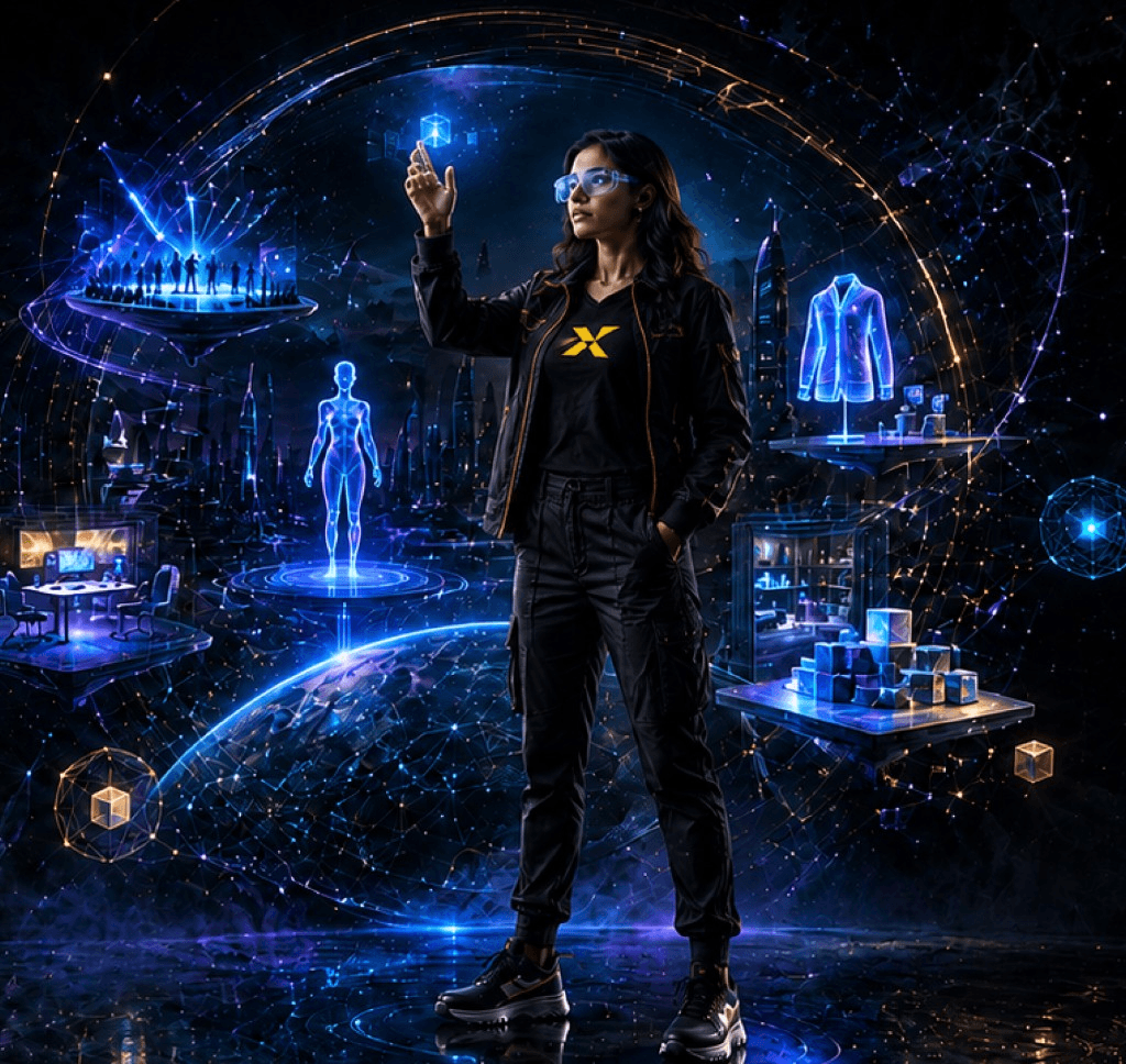 Student exploring immersive worlds for Future Technologies Metaverse