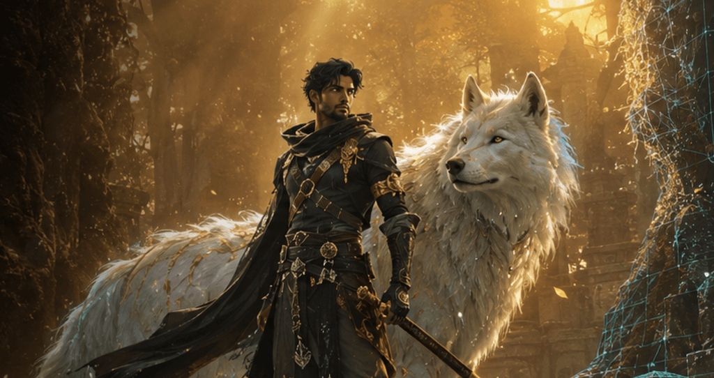 Fantasy warrior and wolf for MPGA Game Art