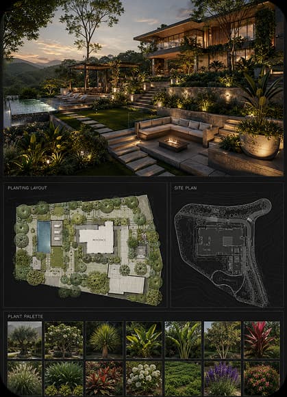 Residence landscape planting layout student board