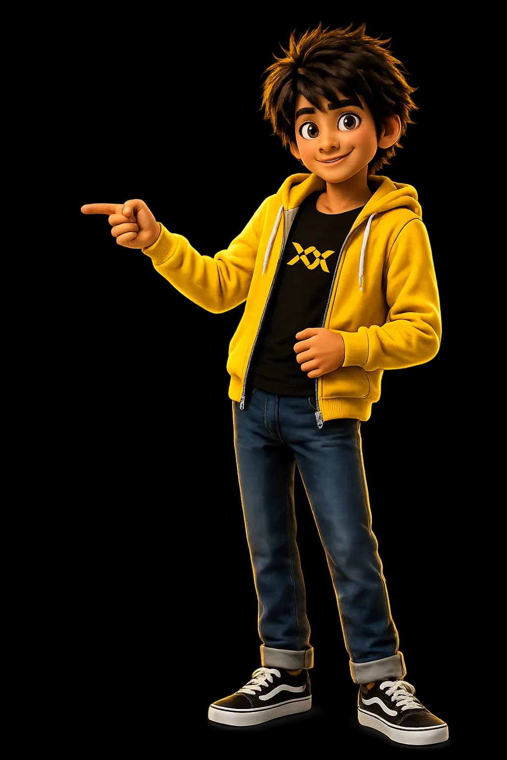 Frameboxx character pointing to collaboration partners