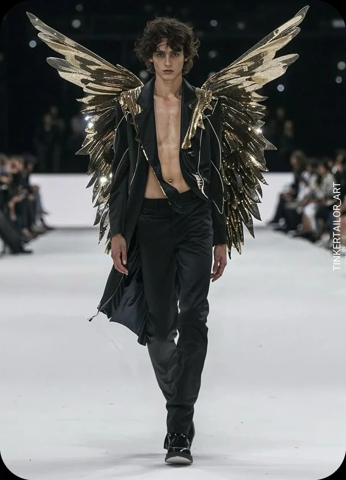 Avant-garde winged runway look student project