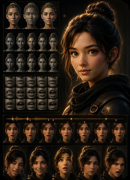 Facial animation, visemes, and expression board student project