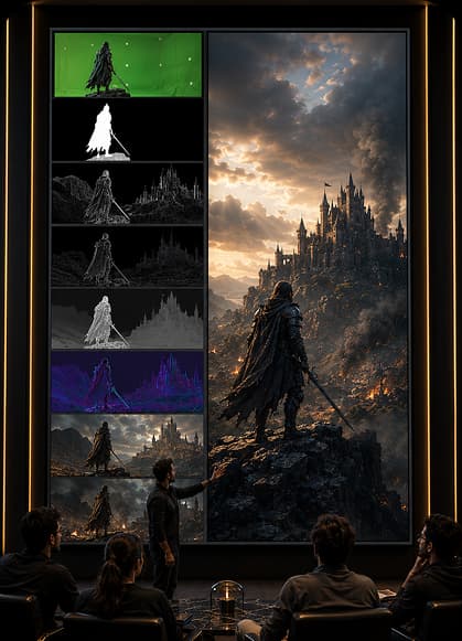 Multi-pass compositing layers student project
