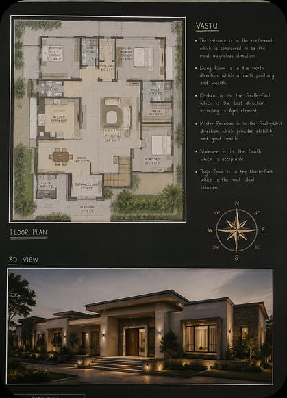 Vastu-aligned residential floor plan student project