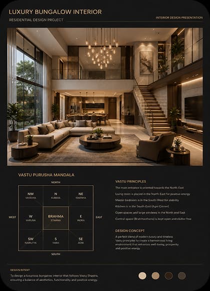 Luxury bungalow Vastu interior presentation student project