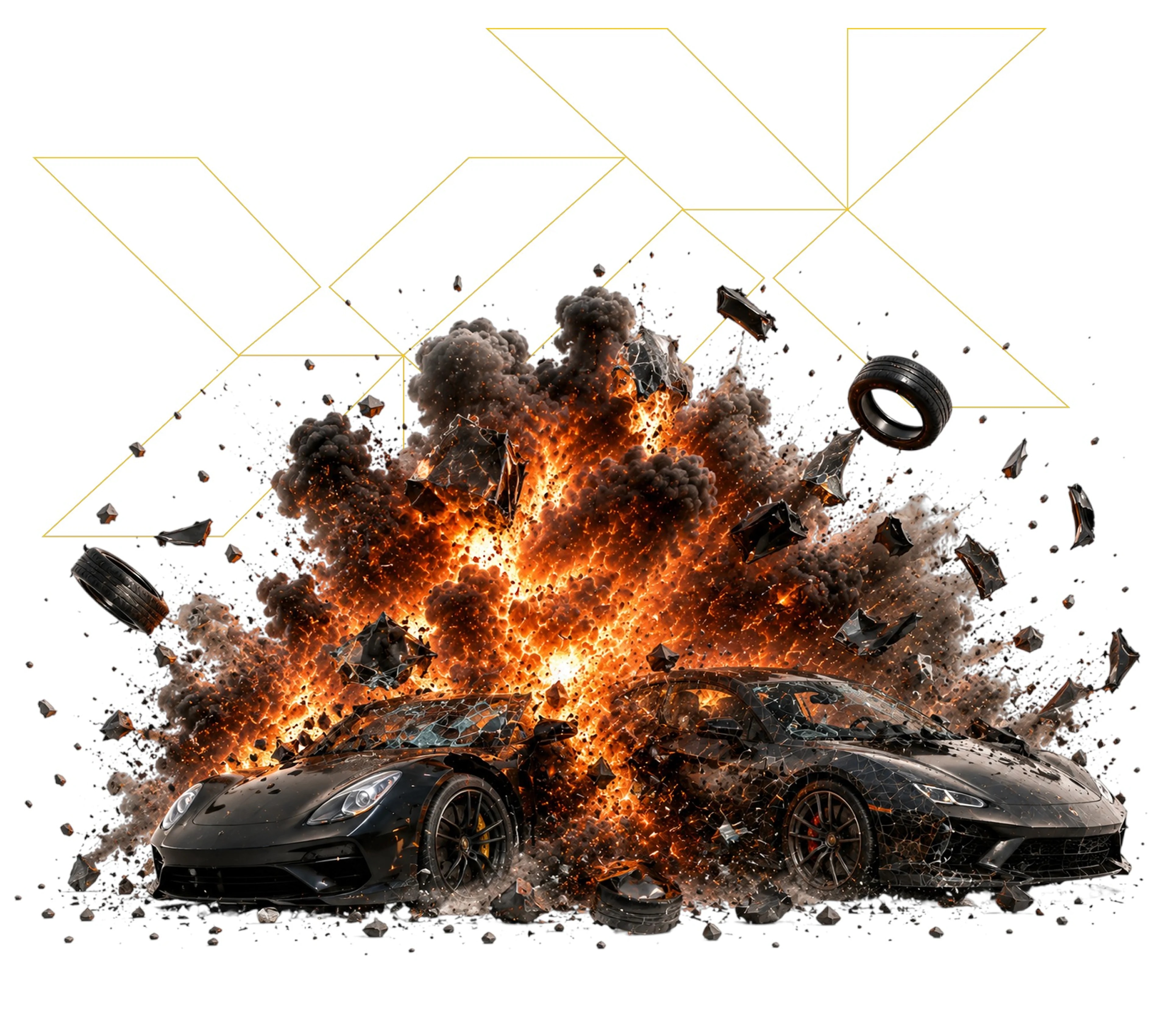 Sports cars with explosion, fire and debris FX for MPAV FX & Dynamics course overview