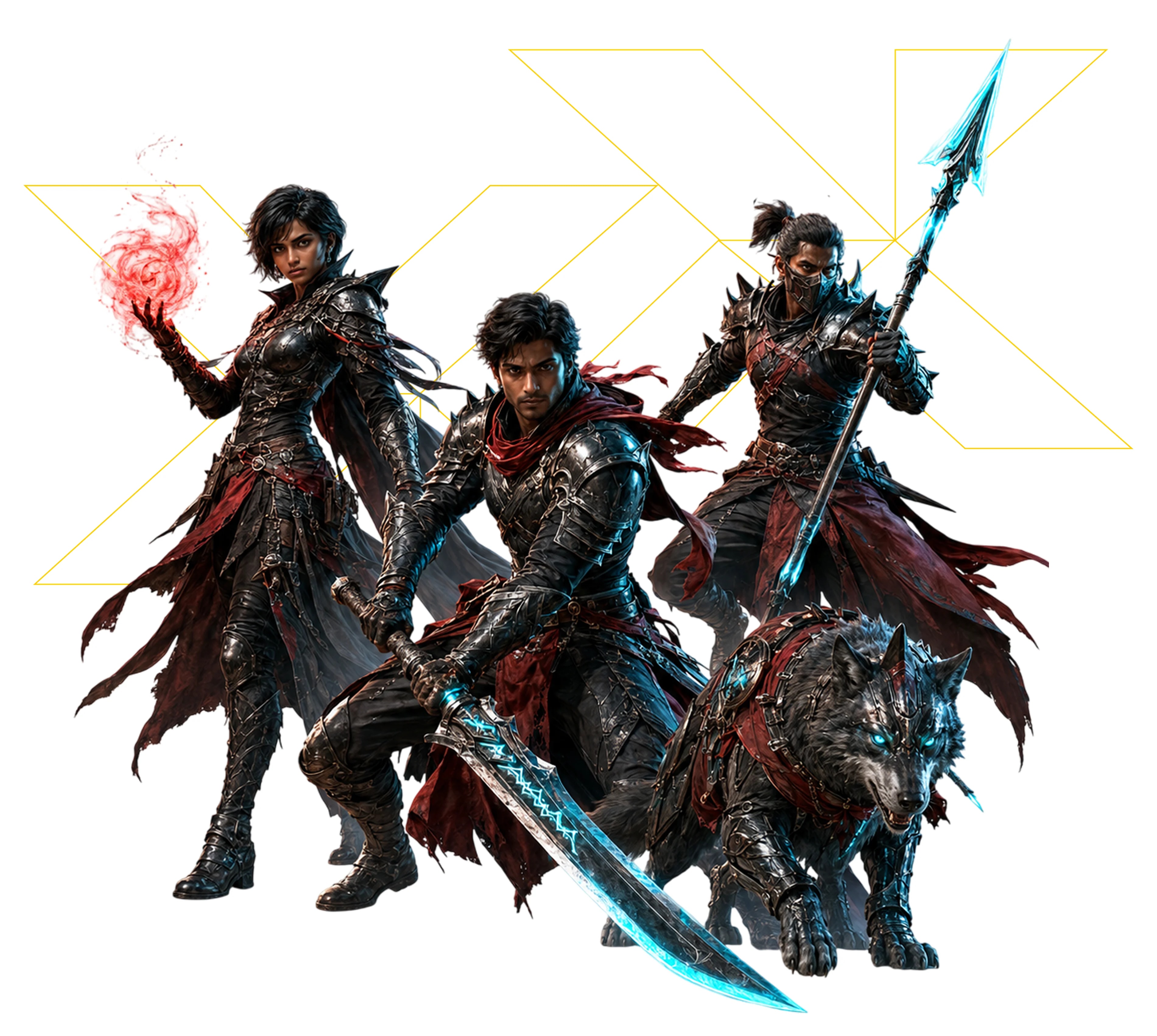 Fantasy warriors and armored wolf characters for Specialization Program in 3D / VFX course overview
