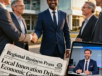 Handshake moment featured in regional business press
