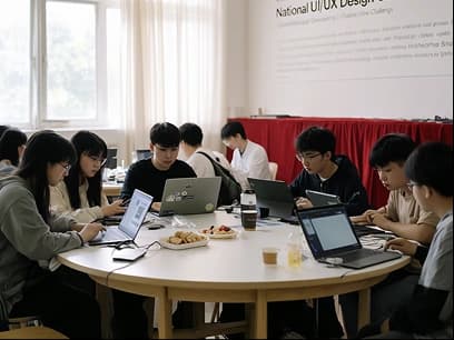 Students at a UI/UX design challenge