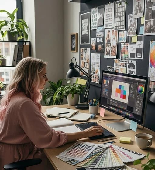 Designer working at a studio desk