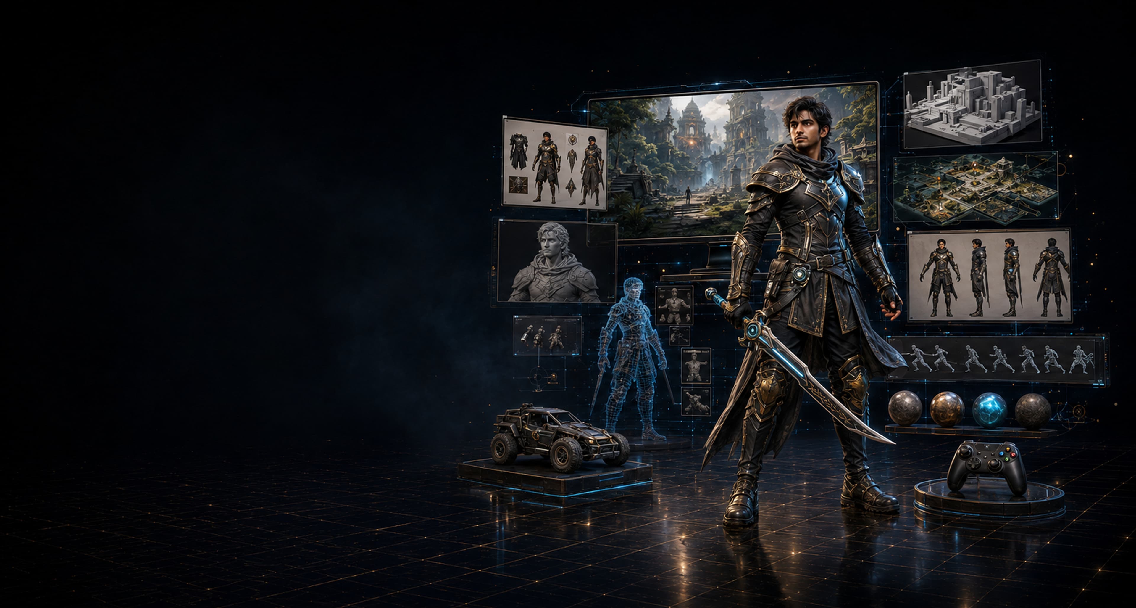 Game design student at concept art workstation for Expert Program in Game Design & Production