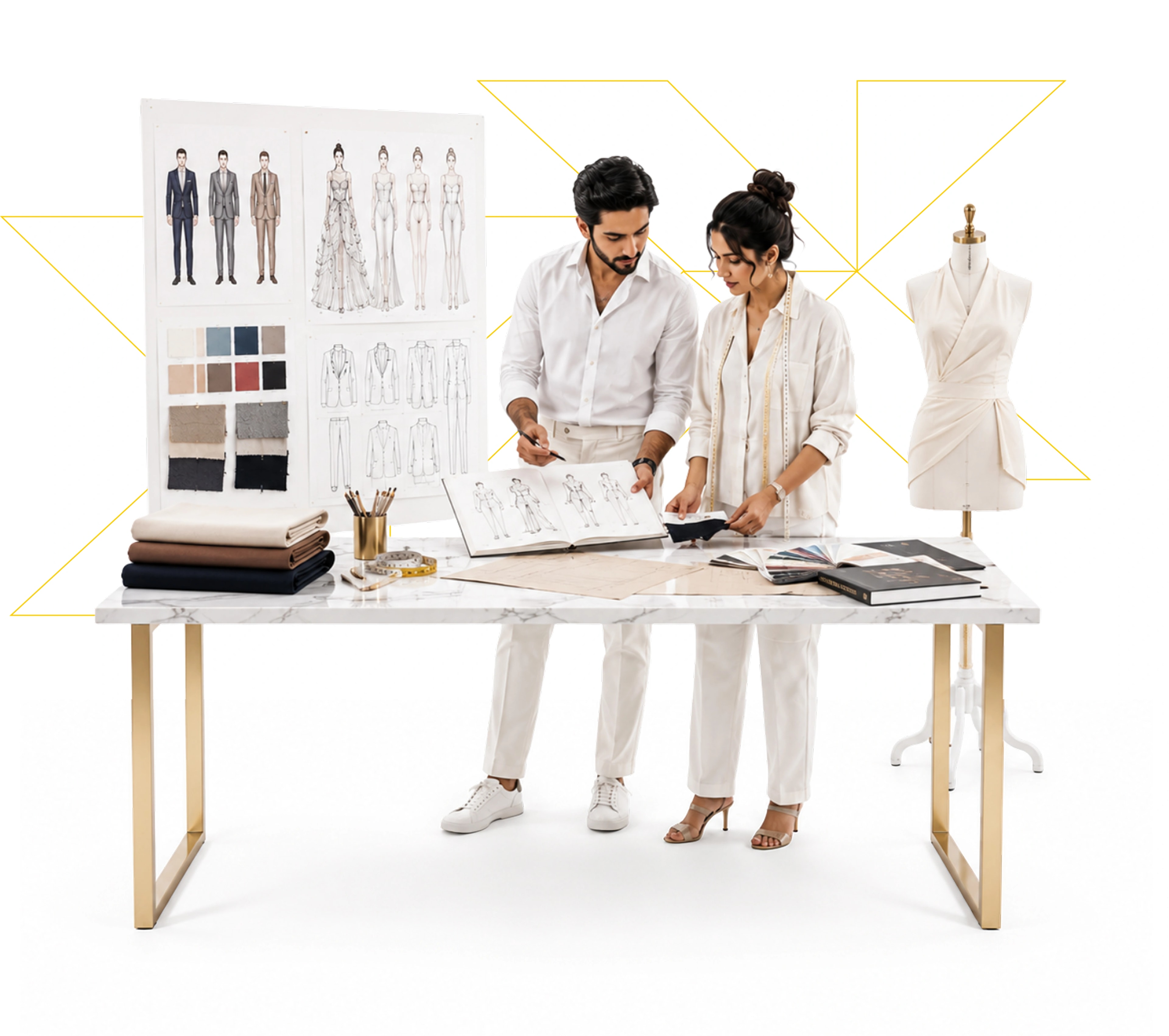 Character with men’s and women’s wear mannequins for SPFD- M/W course overview