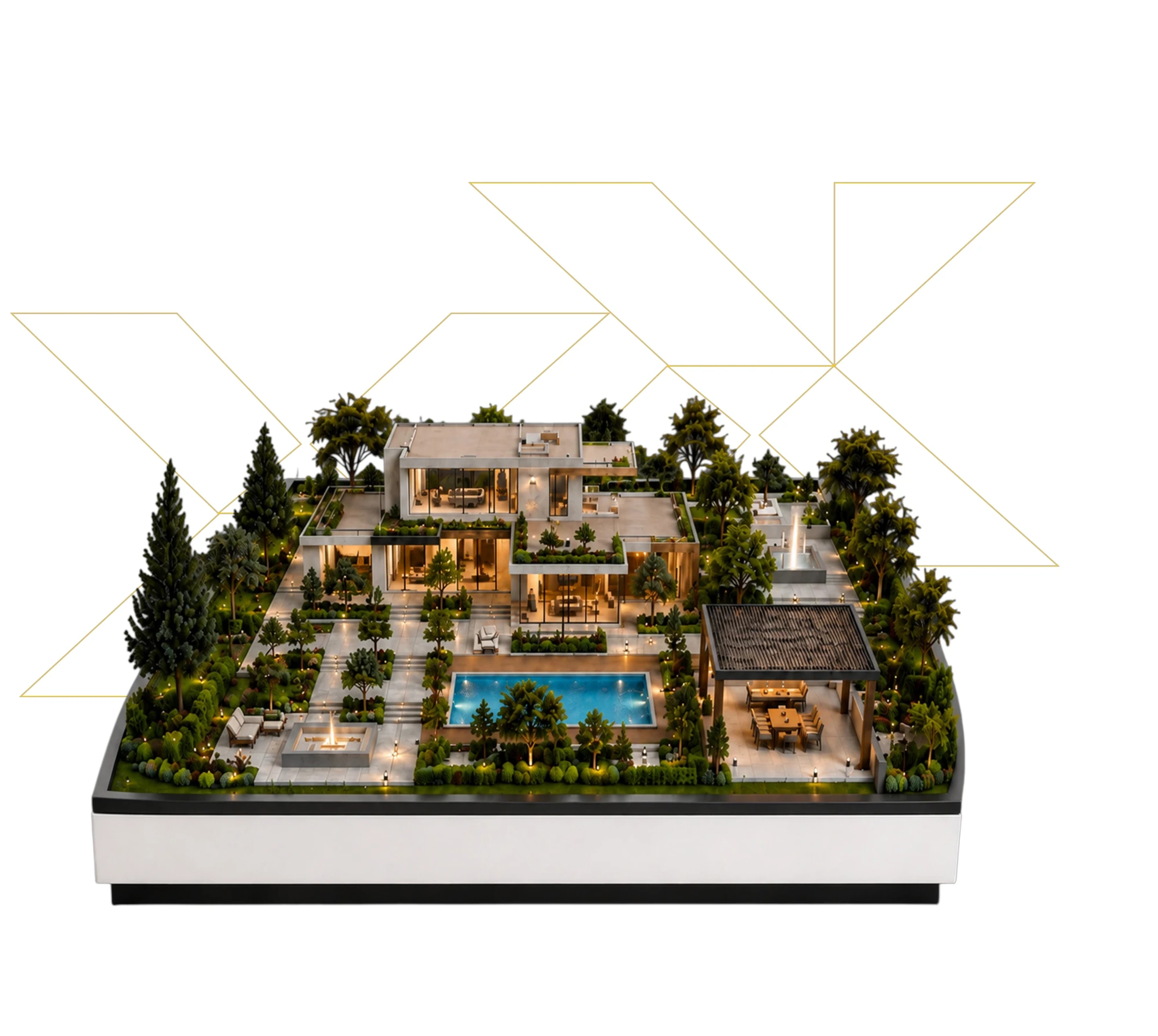 Landscape villa model with pool and garden for EPLD course overview