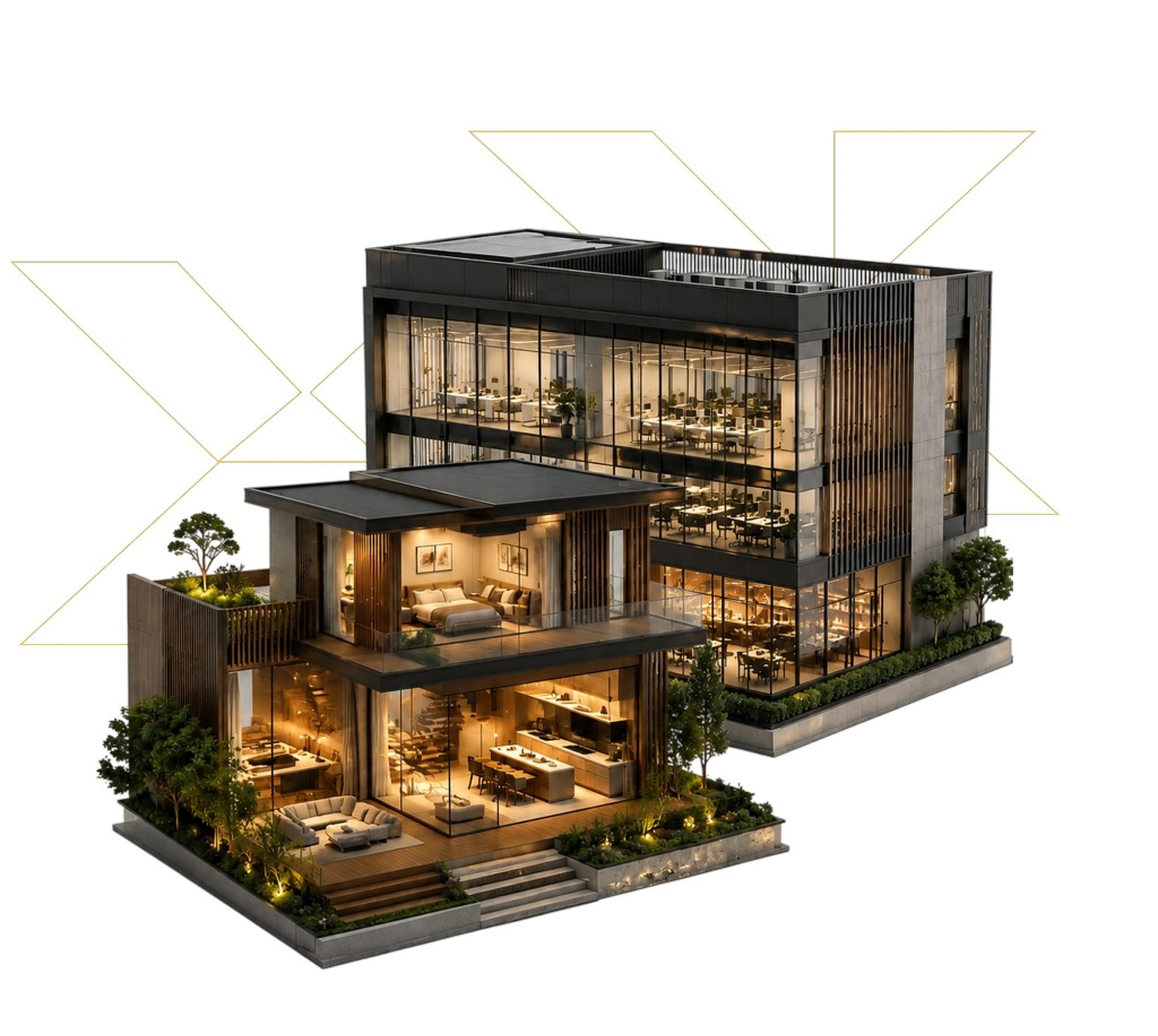 Residential and commercial interior cutaway model for SPID- R/C course overview