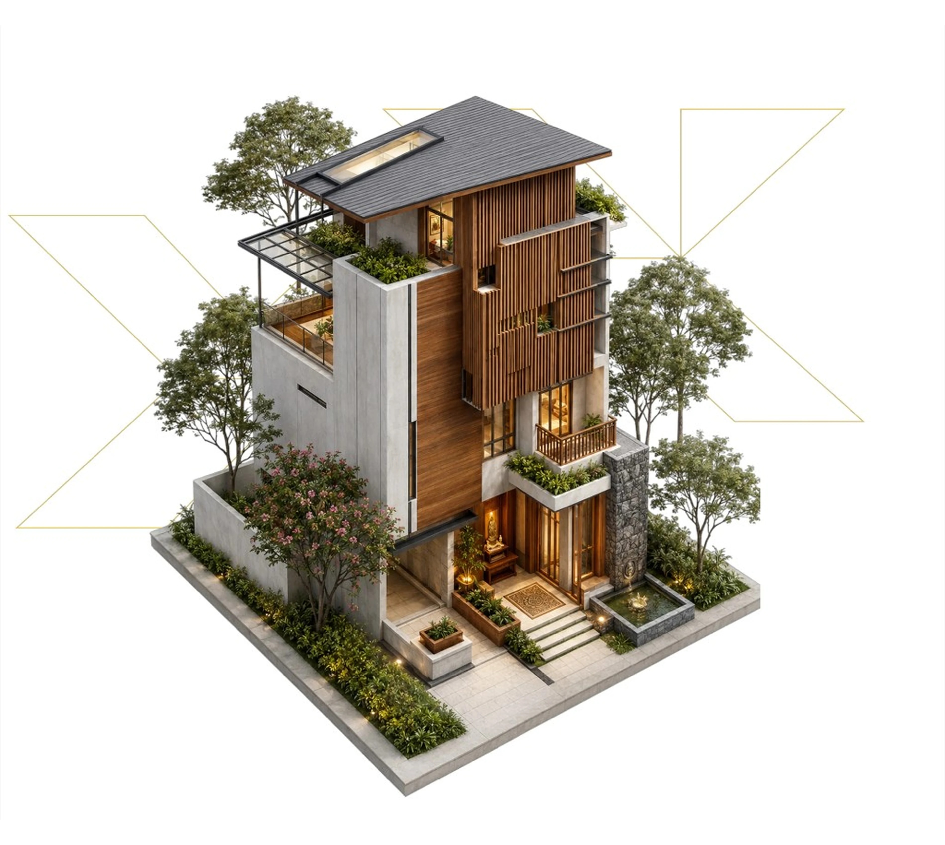 Vastu-aligned modern residence model for SPVS course overview