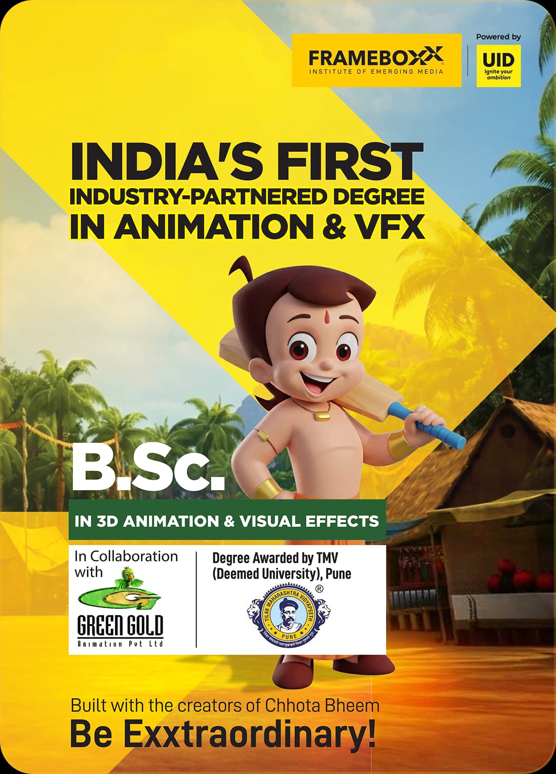 Frameboxx Green Gold Animation brochure cover