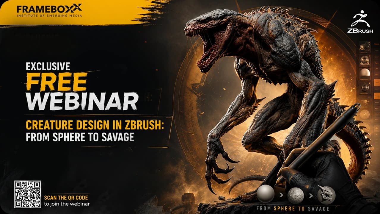 Exclusive free webinar banner — Creature Design in ZBrush from sphere to savage