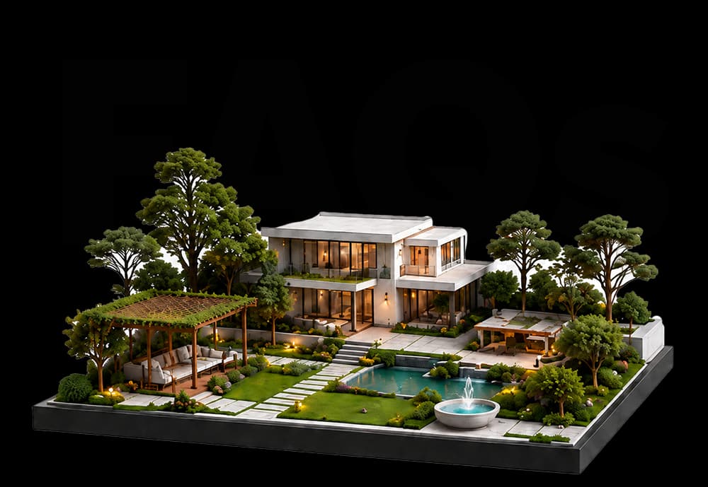 Landscape model beside FAQs for Expert Program in Landscape Design (EPLD)
