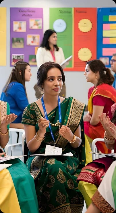 Student at a workshop and exhibition event