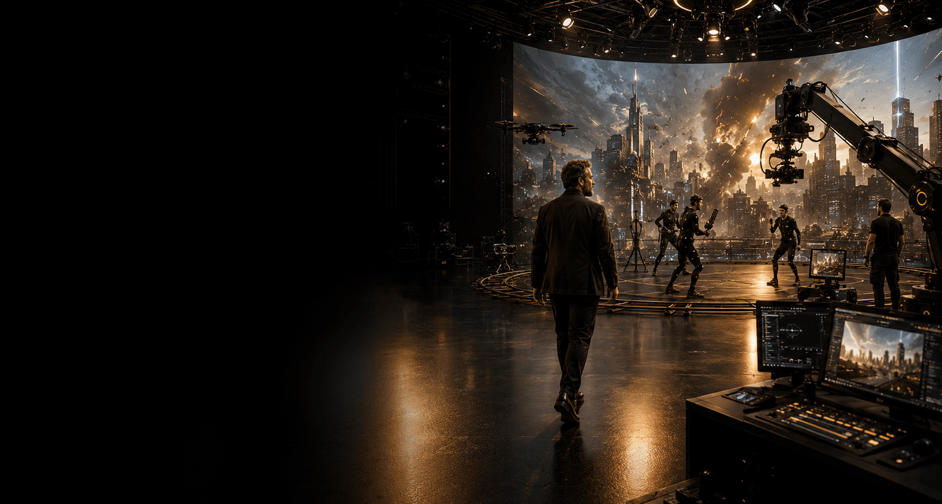 Virtual production studio with motion capture and LED volume for M.Sc. Animation & VFX