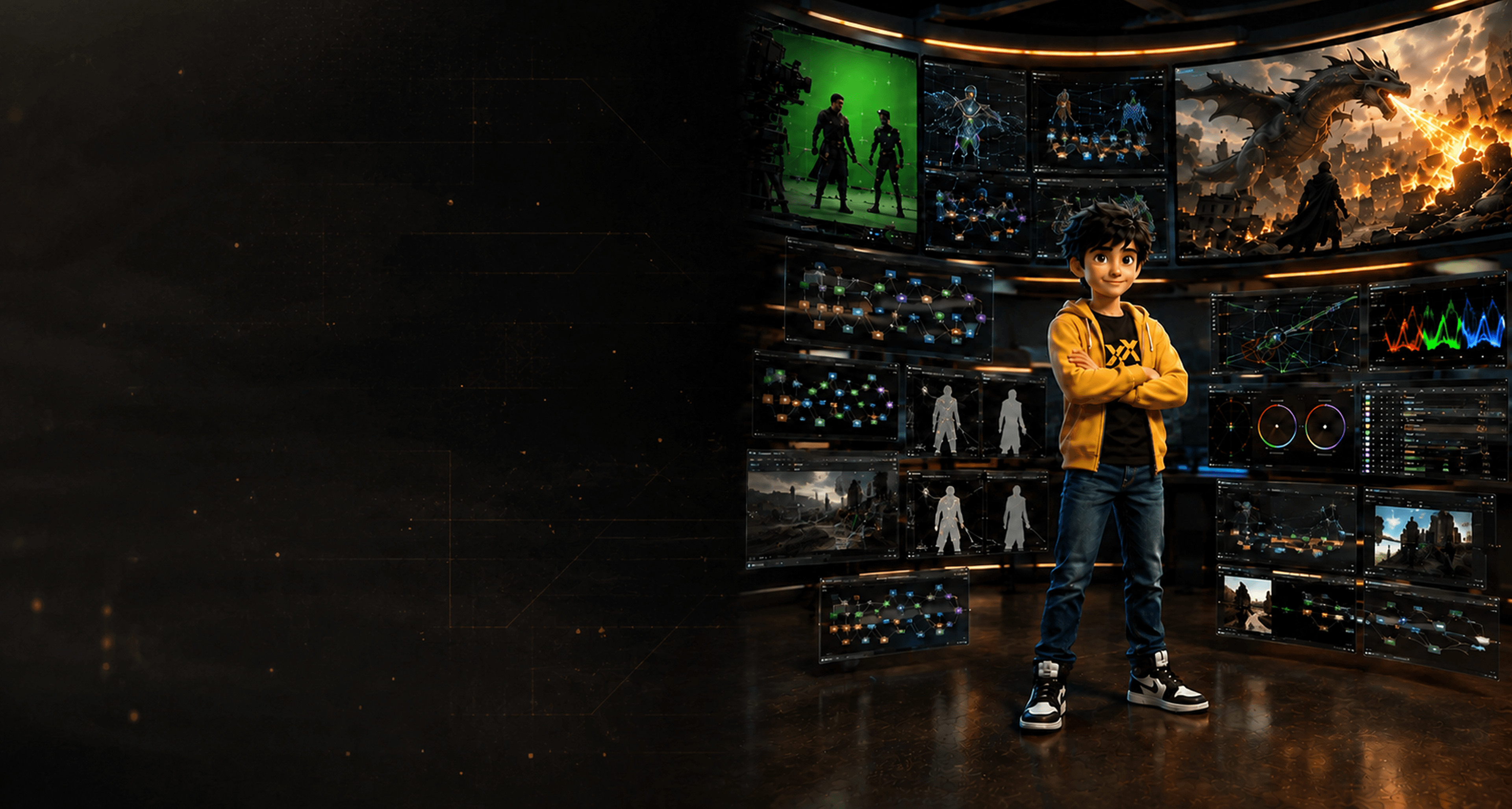 Student in VFX compositing studio for MPAV: Roto, Paint, Matchmove & Compositing