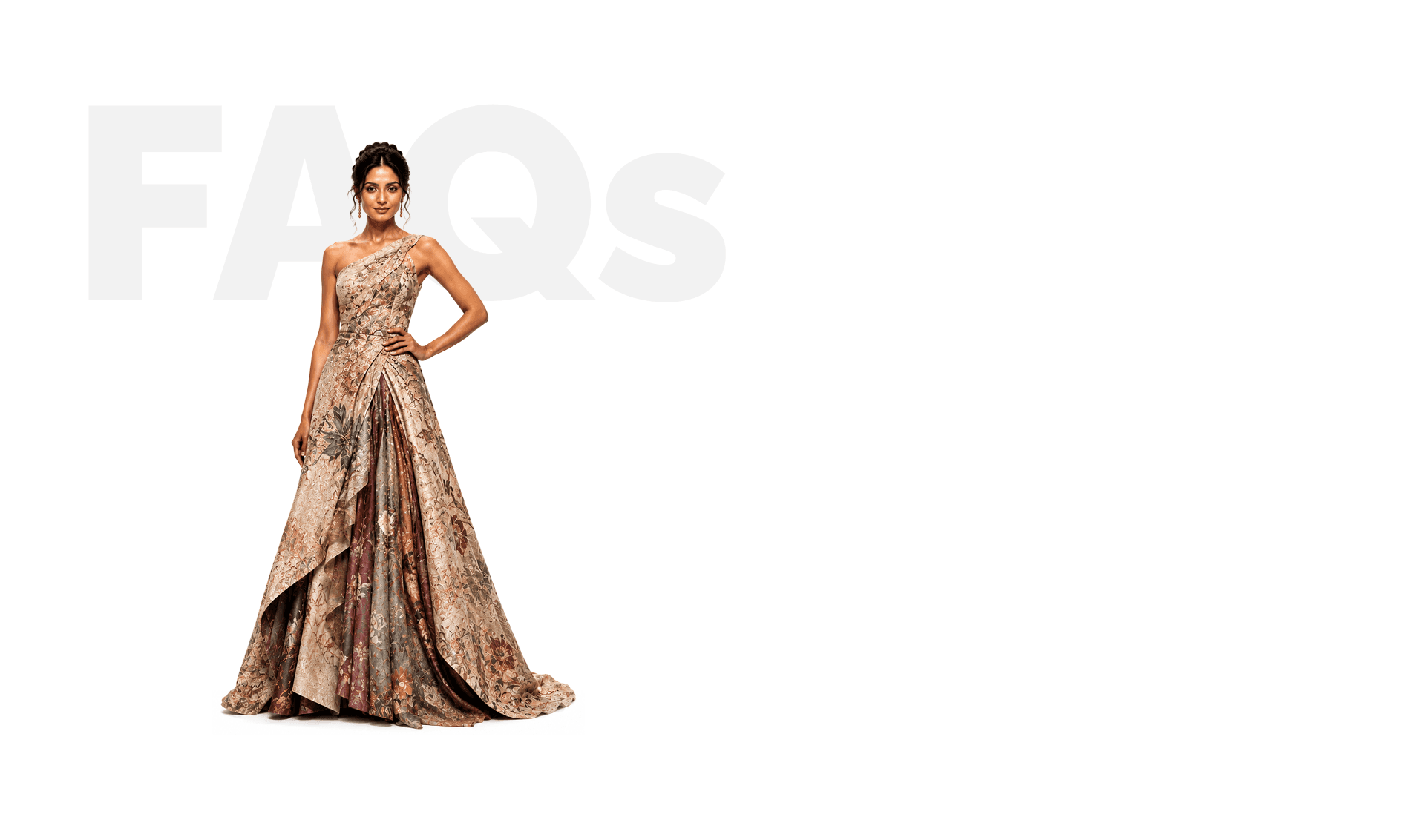 Student beside FAQs for Expert Program in Textile Design