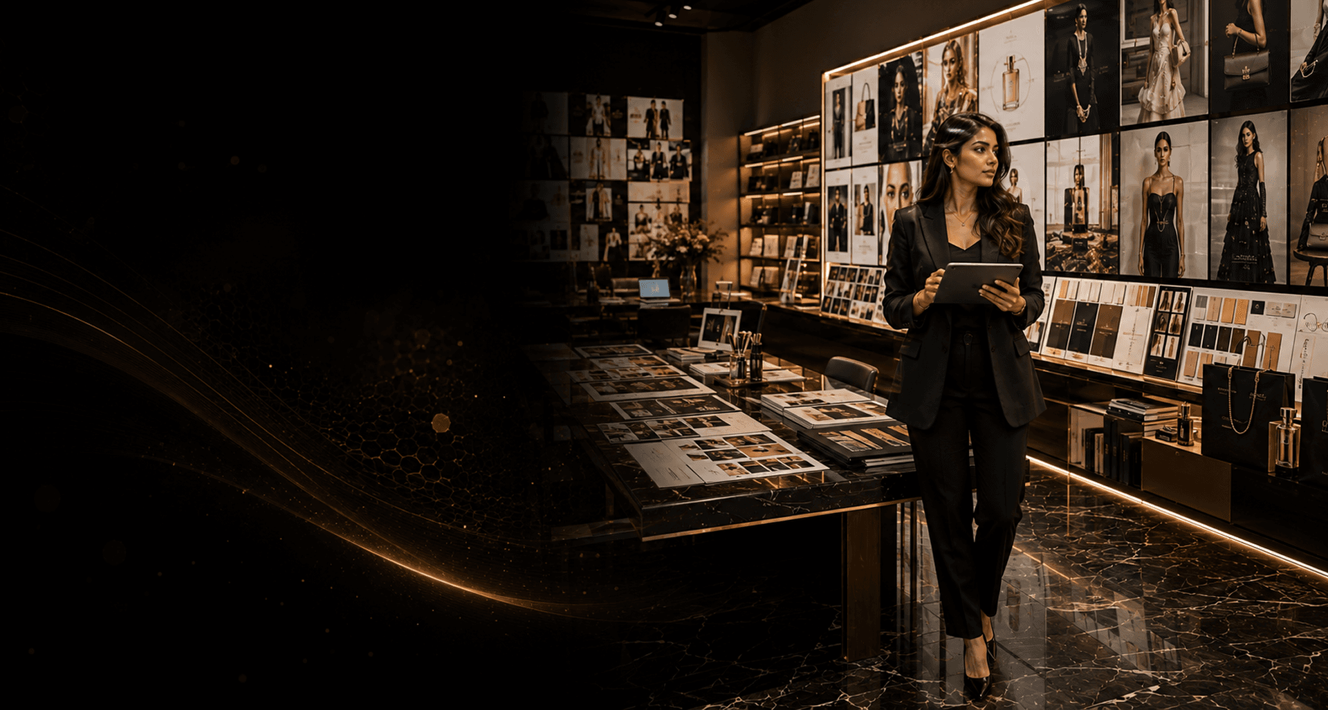 Visual communication professional with tablet in a design studio