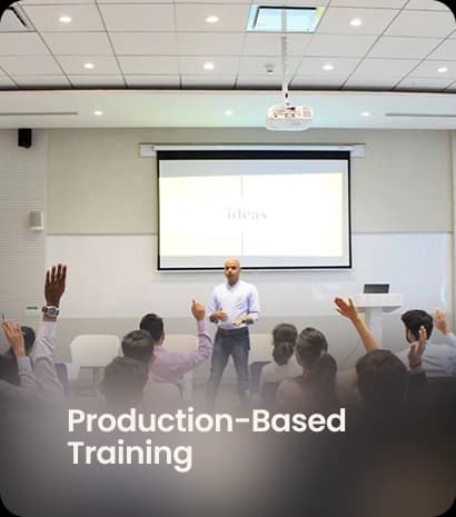 Students in a production-based training session